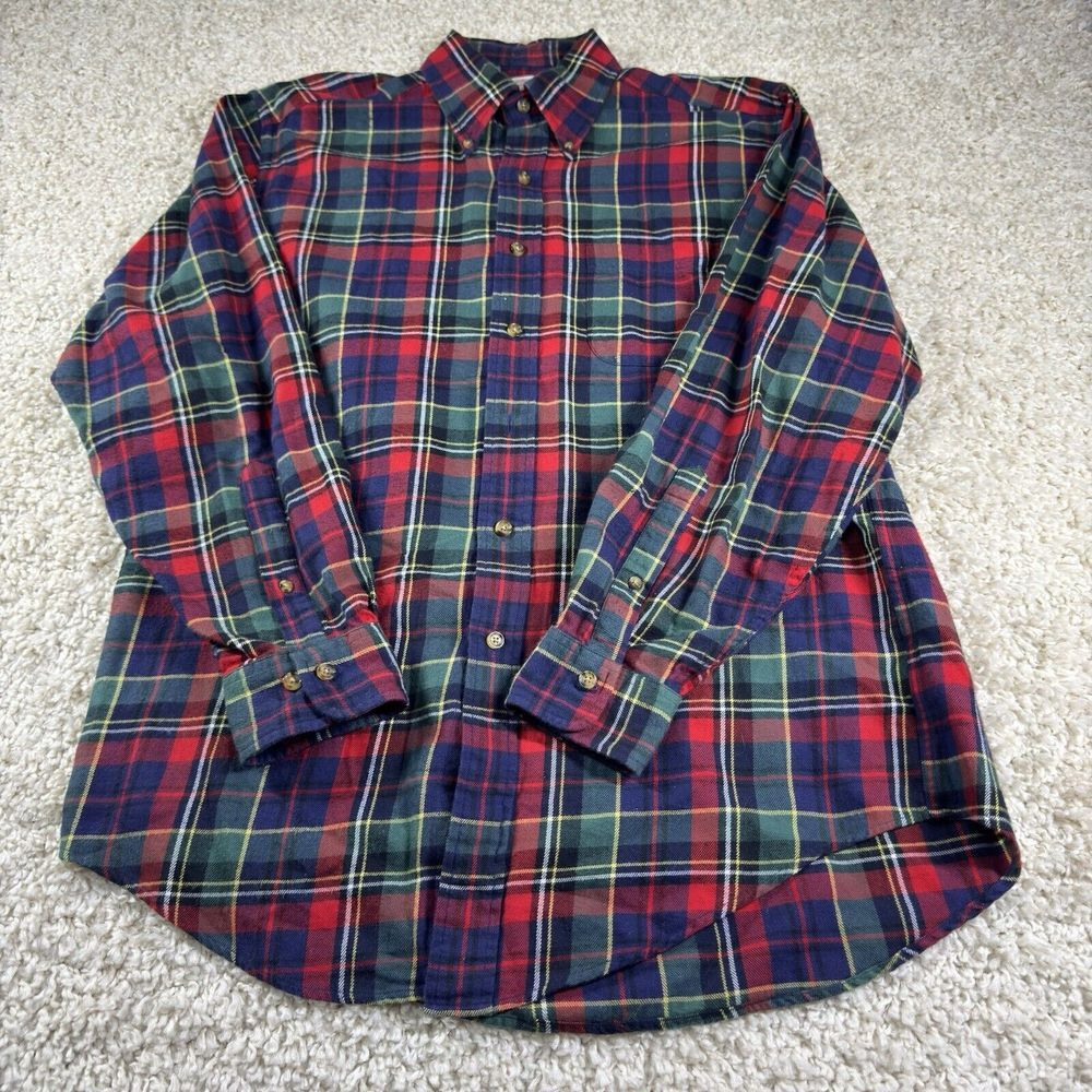 Brooks Brothers 346 Shirt Mens Medium Button Up Plaid Long Sleeve Red Green Cozy